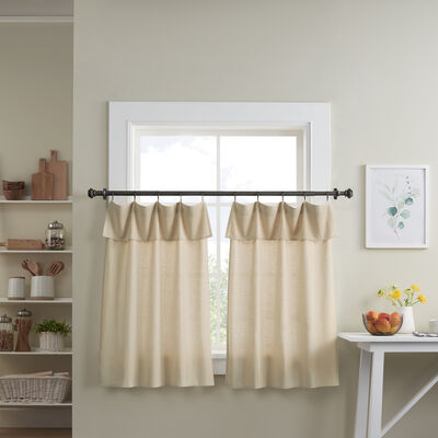 Mercantile Drop Cloth Farmhouse Tier Curtain Panel Pair with Valance, Linen
